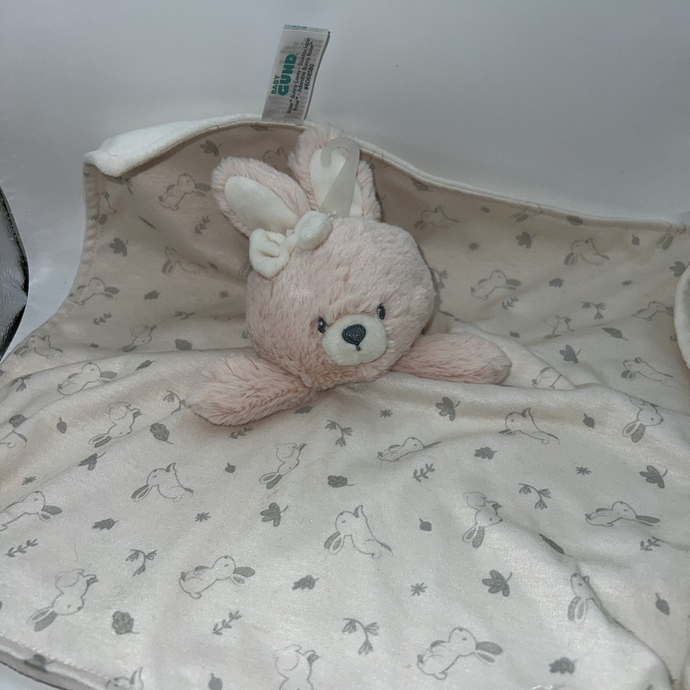 Baby Gund Lovey Bunny Pink Rabbit‎ Plush Stuffed Toy Blanket #6071560 NEW